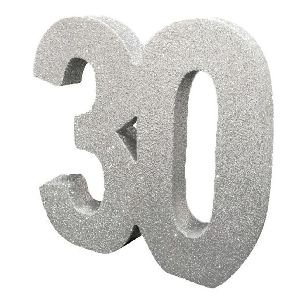 Pöytäkoriste Numero 30 Hopea Glitter