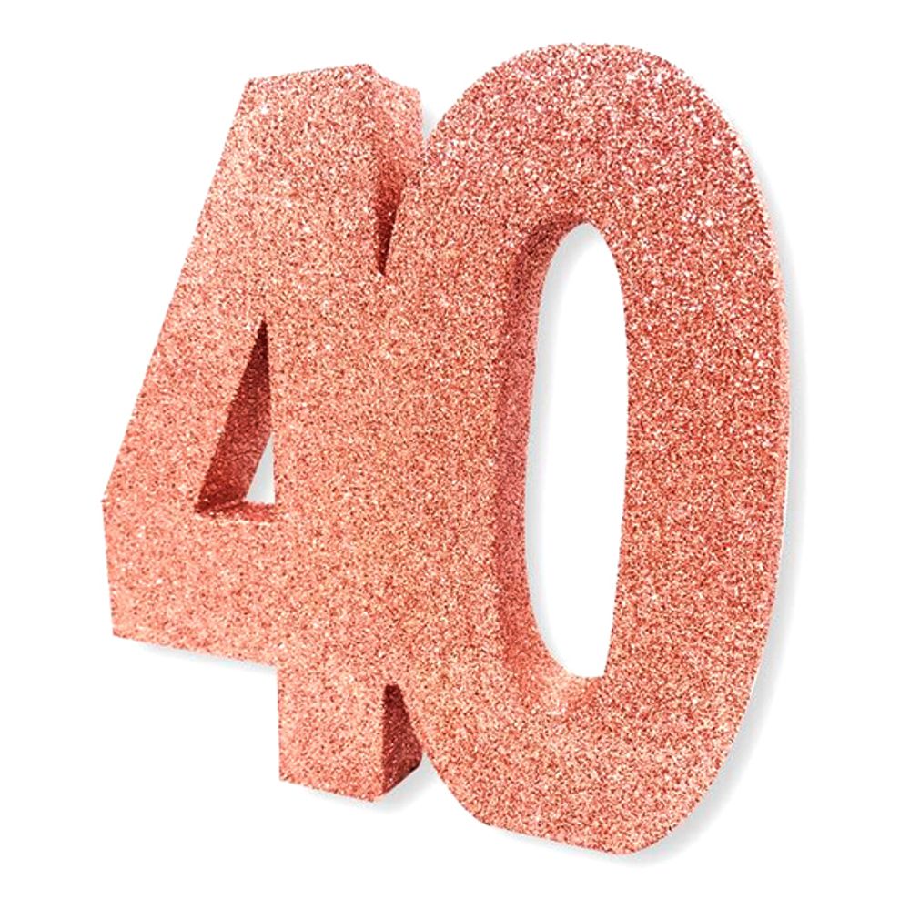 Borddekorasjon Tall 40 Roségull Glitter
