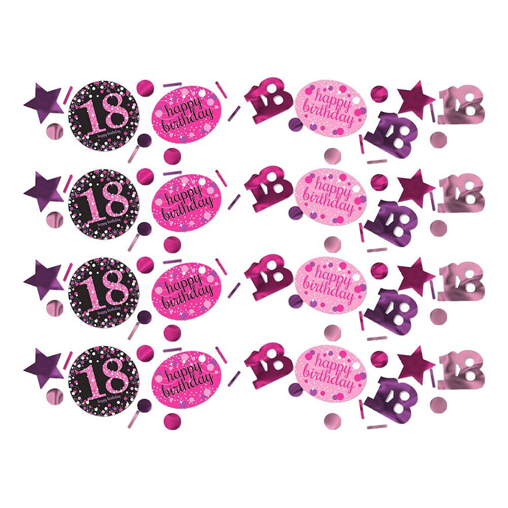 Bordkonfetti 18 Sort/Lyserød Glitter