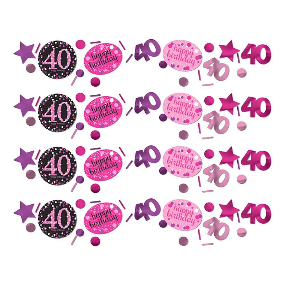 Bordkonfetti 40 Sort/Lyserød Glitter