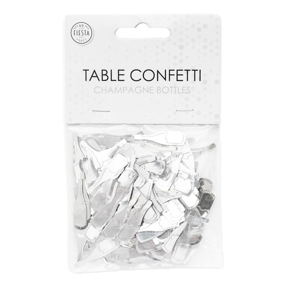 Bordkonfetti Champagneflasker Sølv Metallic