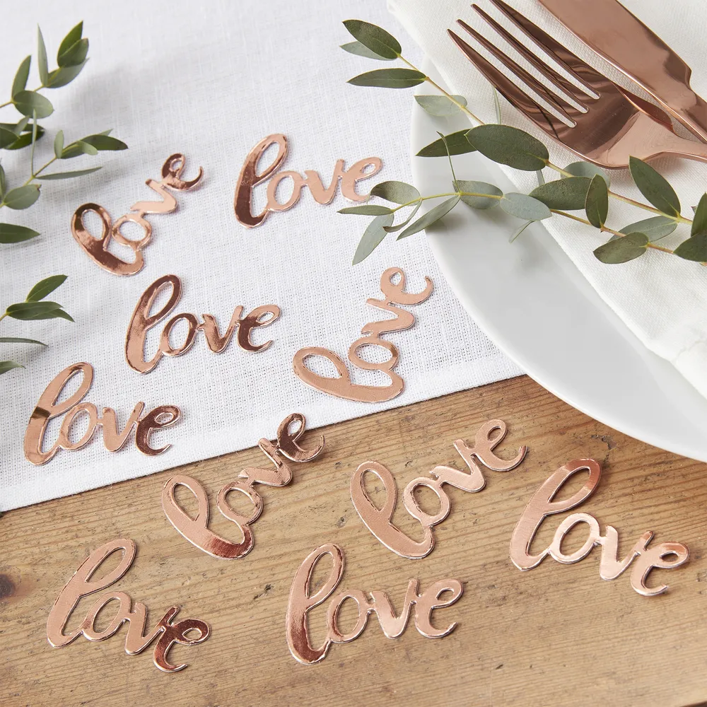 Pöytäkonfetti Love Ruusukulta
