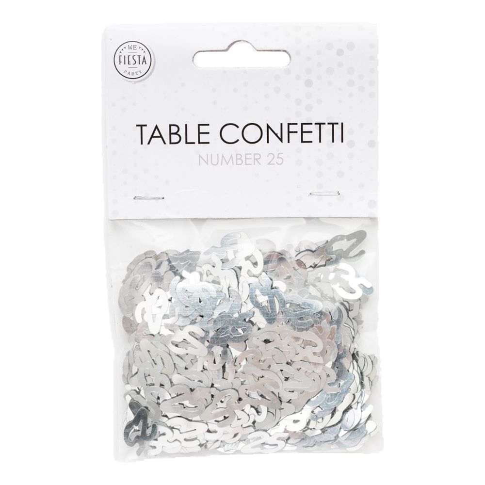 Bordkonfetti Tal 25 Sølv Metallic