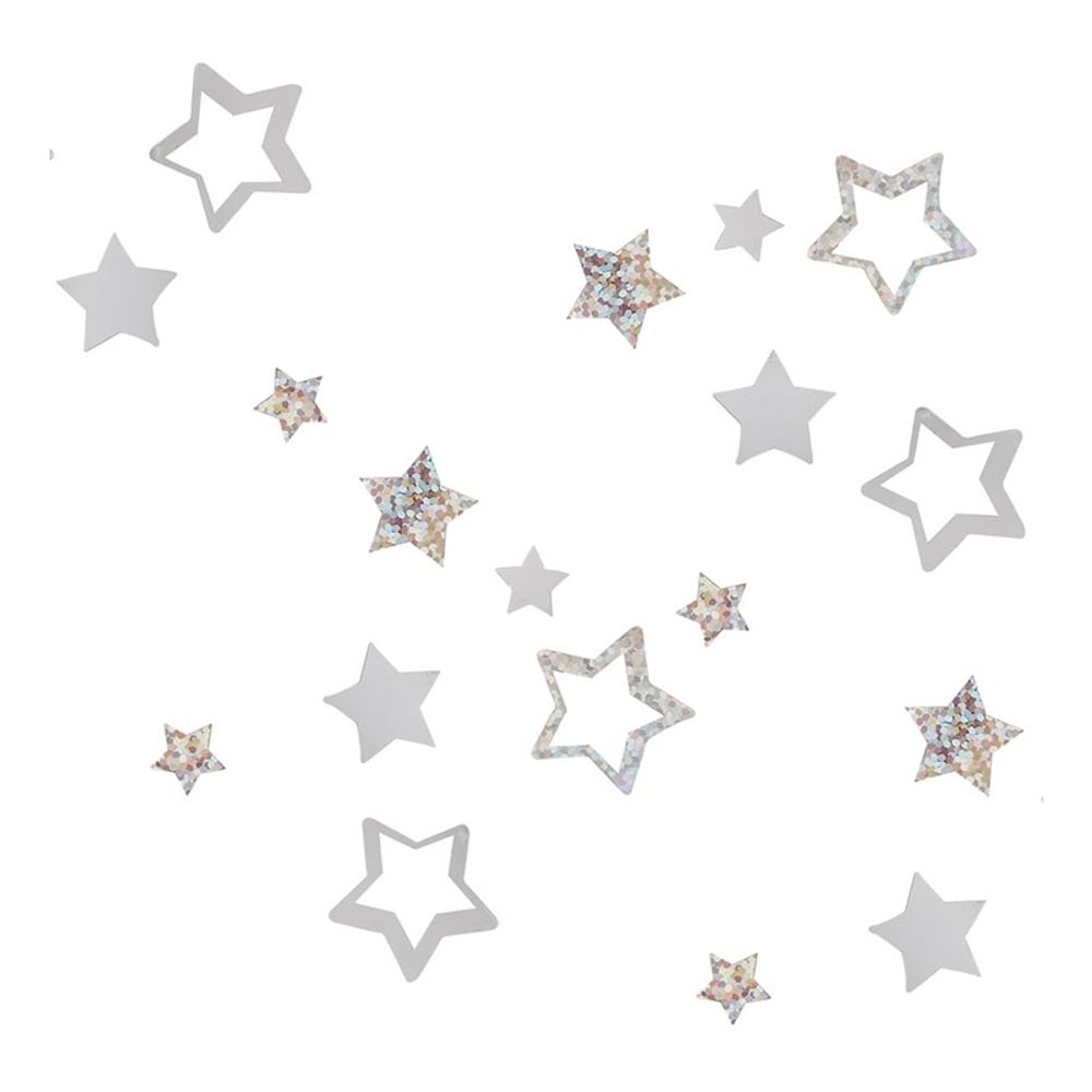 Bordkonfetti Stjerner Sølv Glitter
