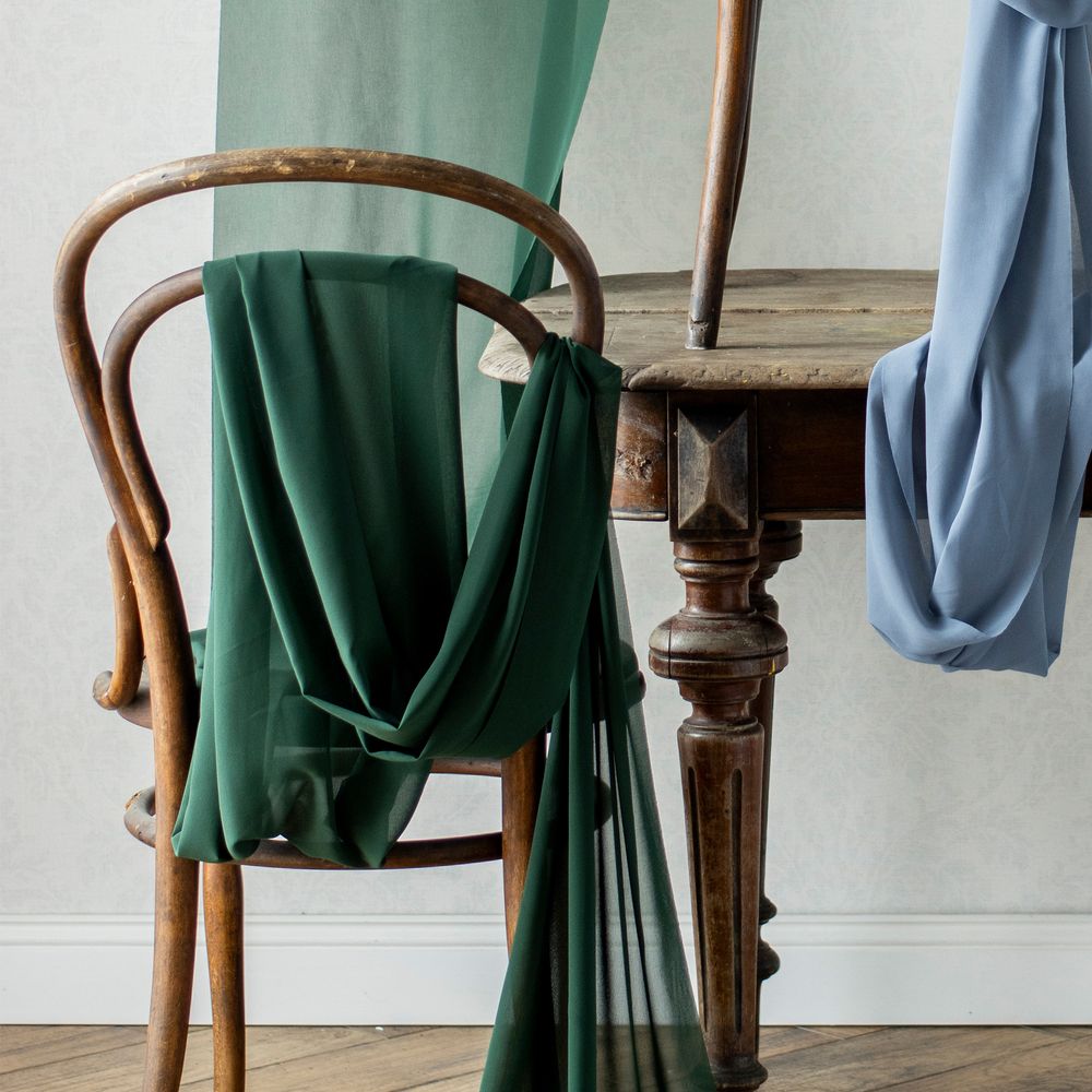 Bordløper Chiffon Mørkegrønn