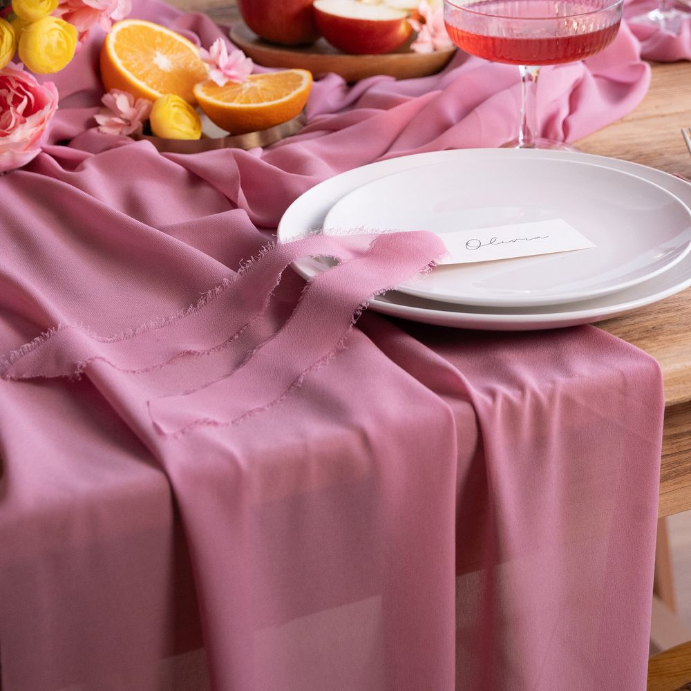 Bordløper Chiffon Rosa