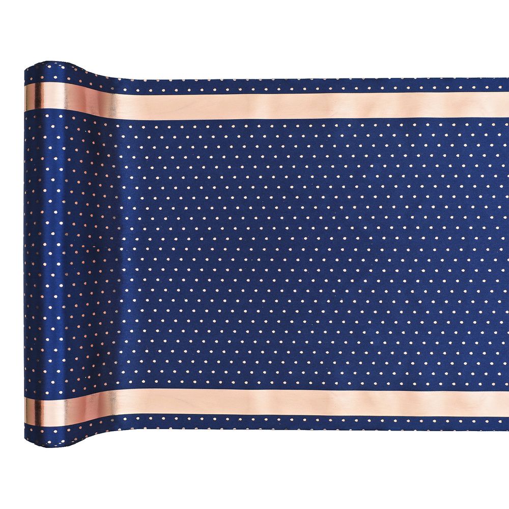 Pöytäliina Pilkullinen Laivastonsininen/Ruusukulta