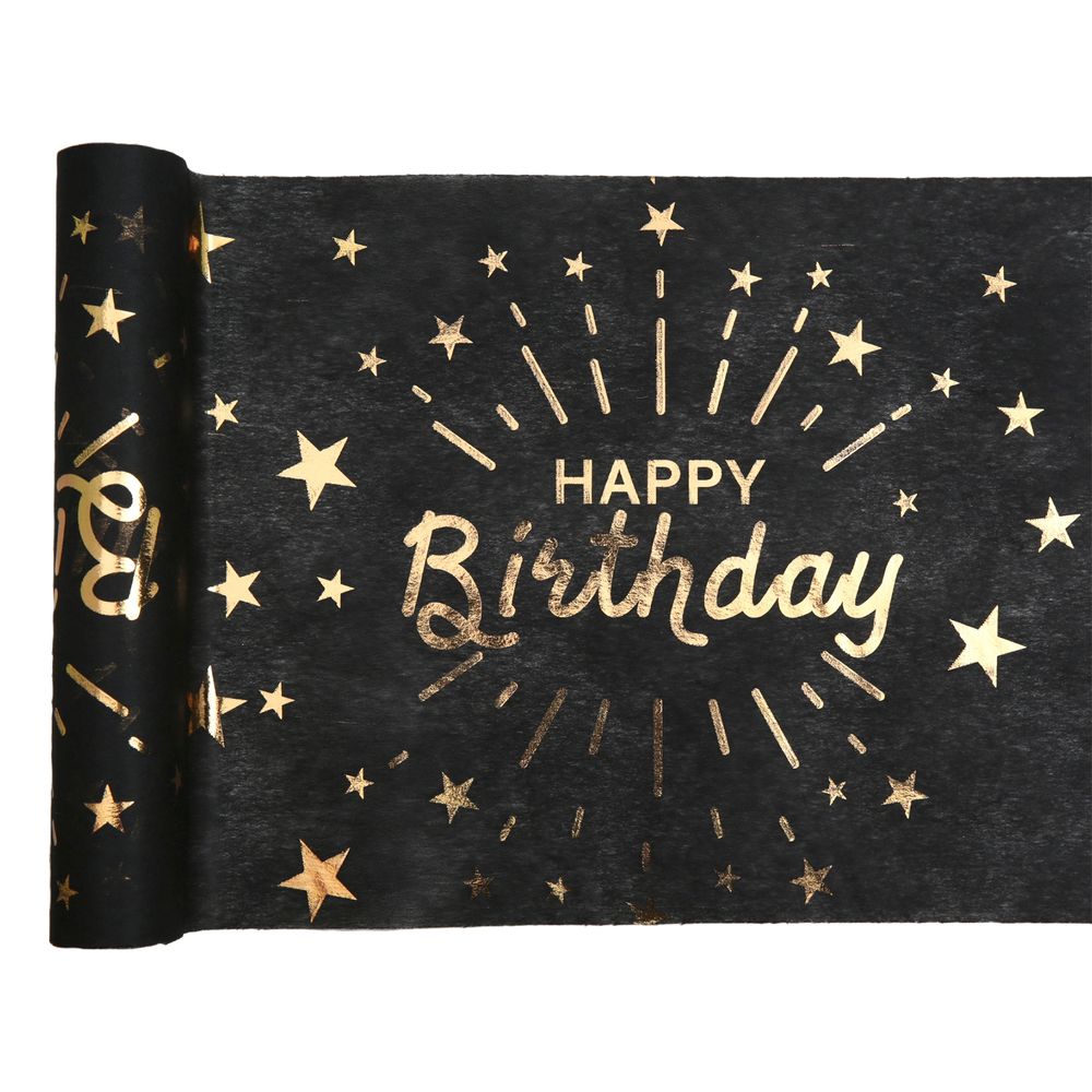 Bordslöpare Sparkling Happy Birthday Svart/Guld