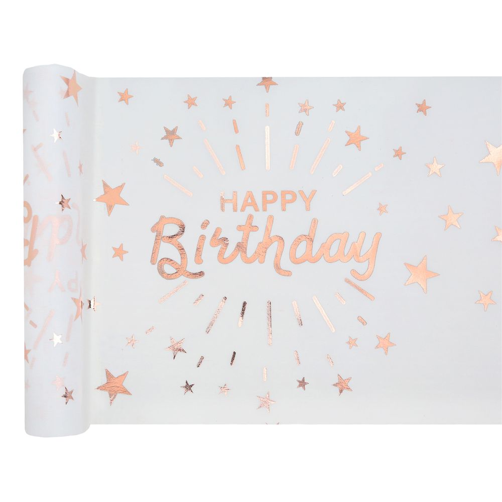 Løper Sparkling Happy Birthday Hvit/Roségull