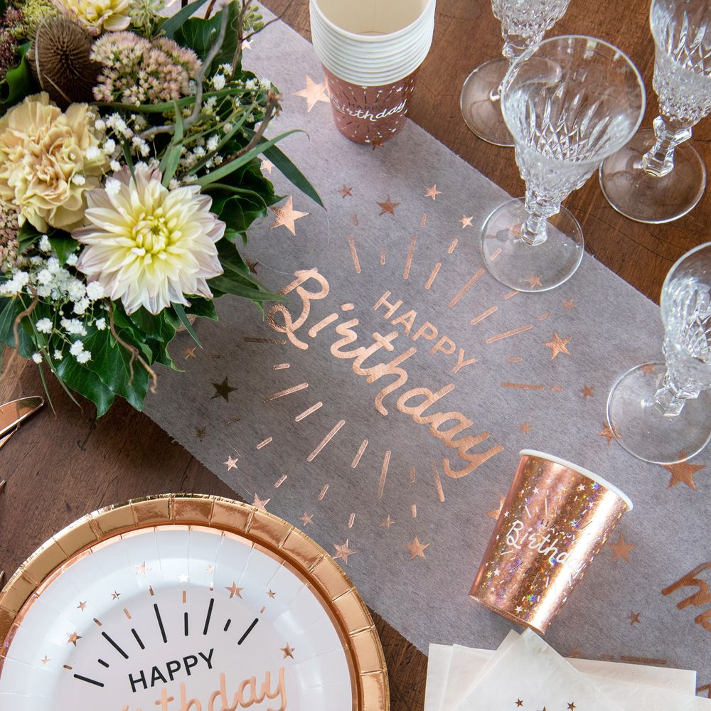 Løper Sparkling Happy Birthday Hvit/Roségull