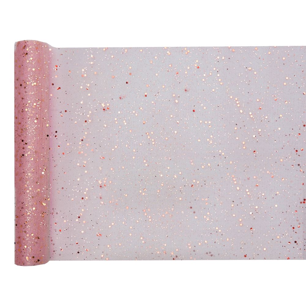 Bordslöpare Tyll Glitter Roséguld