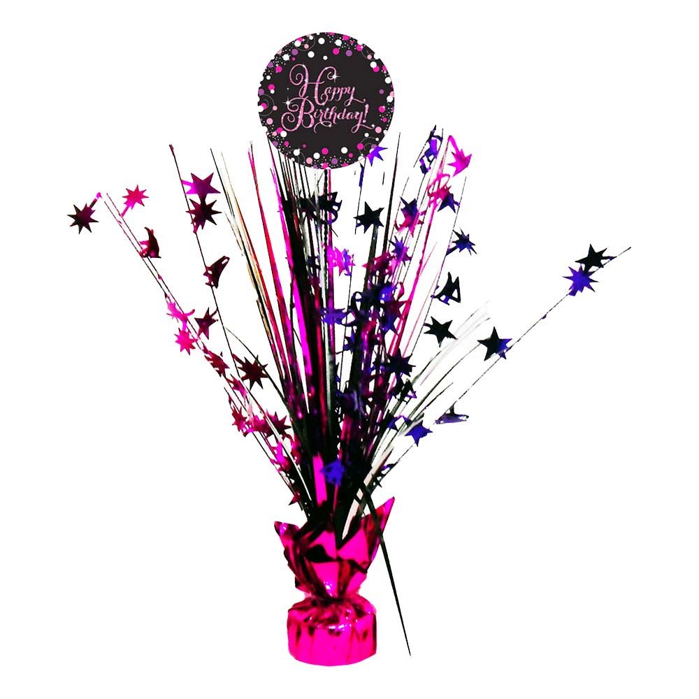 Bordspjäs Happy Birthday Svart/Rosa Glitter