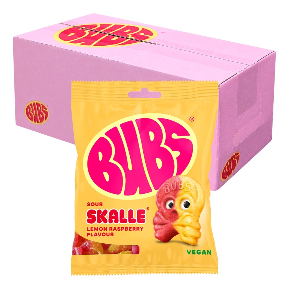 BUBS Lemon Raspberry Skalle Påsar Storpack