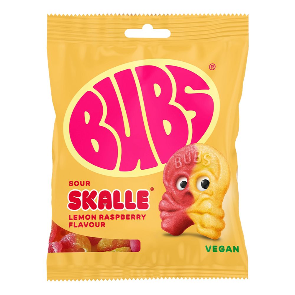 BUBS Lemon Raspberry Skalle Påsar Storpack