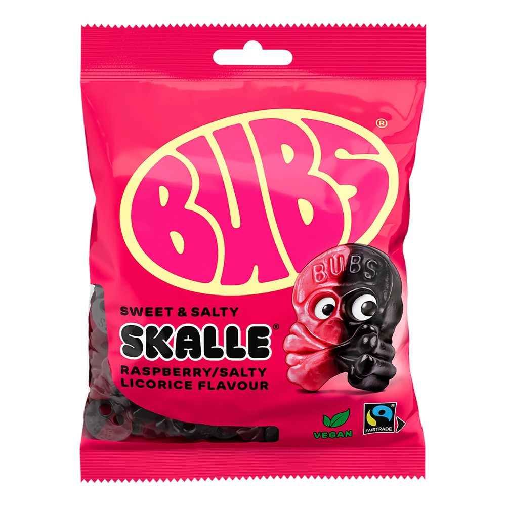BUBS Raspberry Salty Licorice Skalle Storpakning