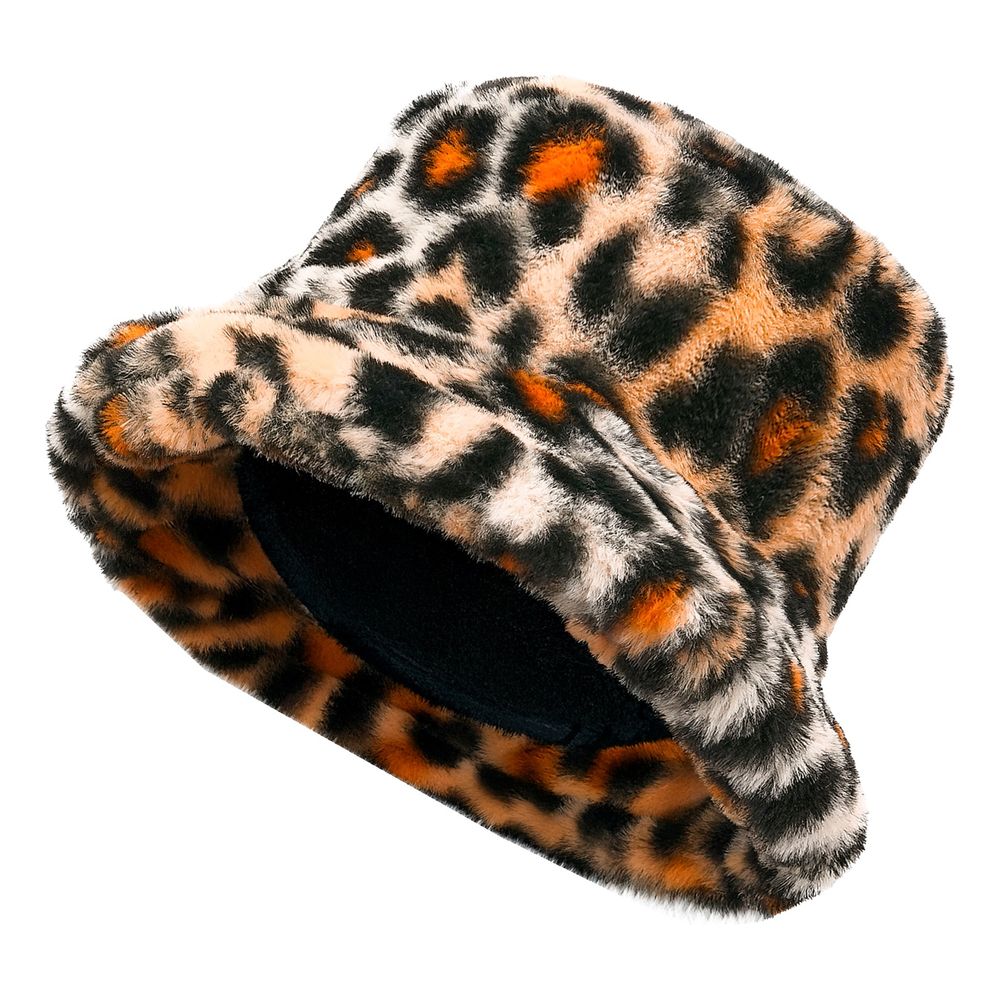 Bucket Hat i kunstpels Leopard