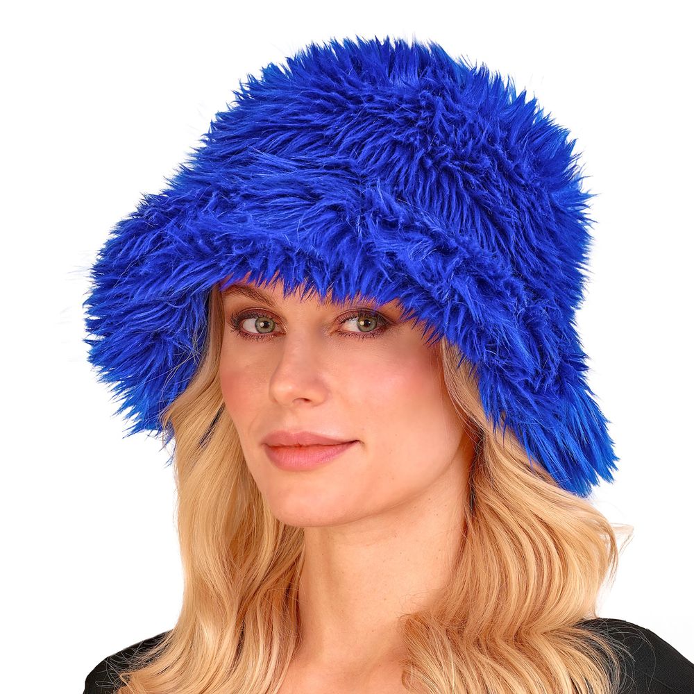 Bucket Hat Fluffy Blå