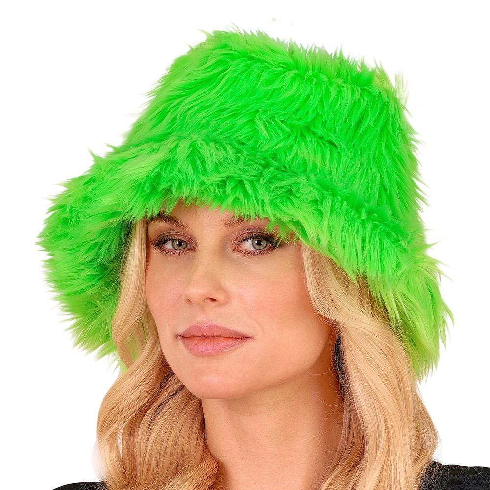 Bucket Hat Fluffy Neongrøn