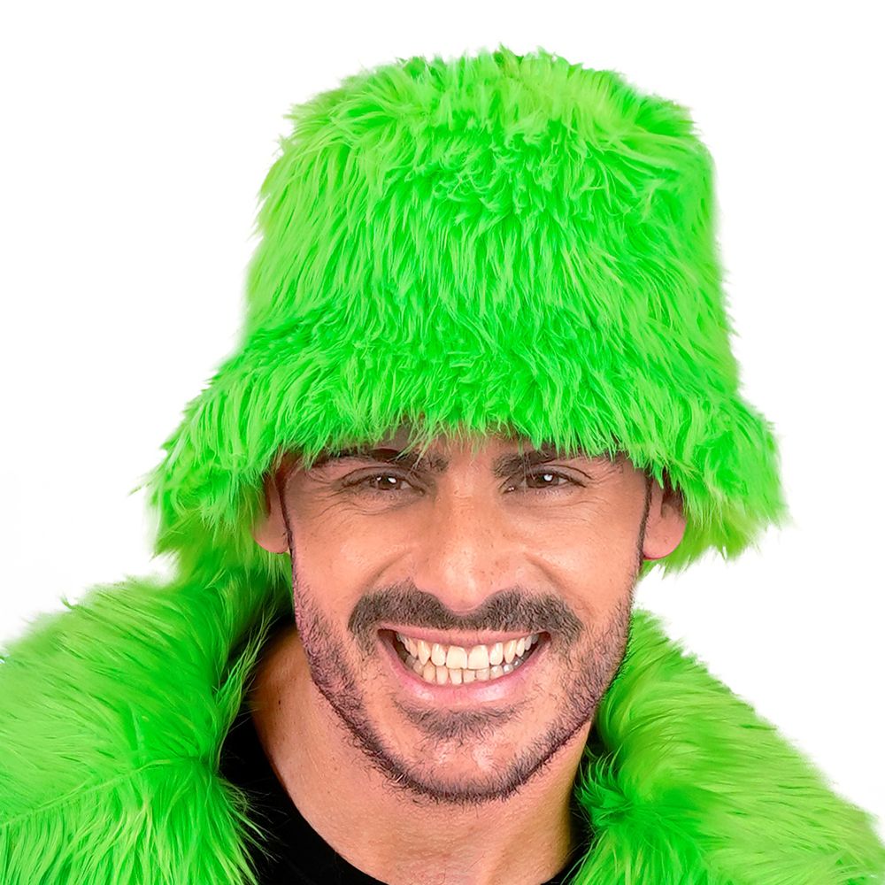 Bucket Hat Fluffy Neongrøn