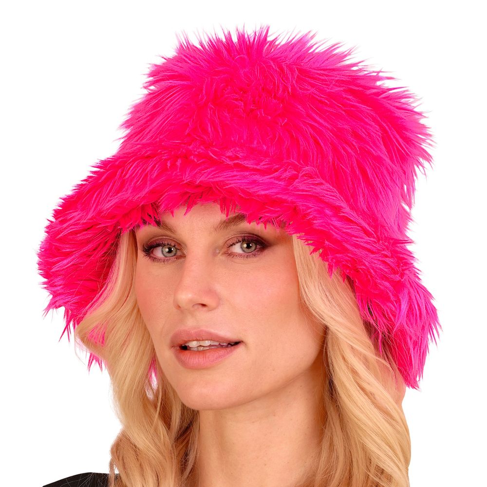 Bucket Hat Fluffy Neonpink