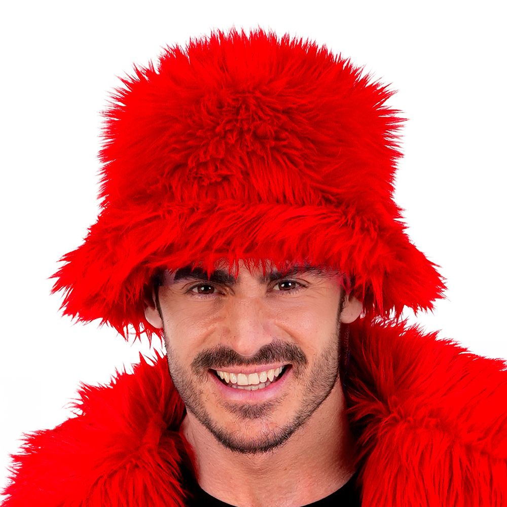 Bucket Hat Fluffy Rød