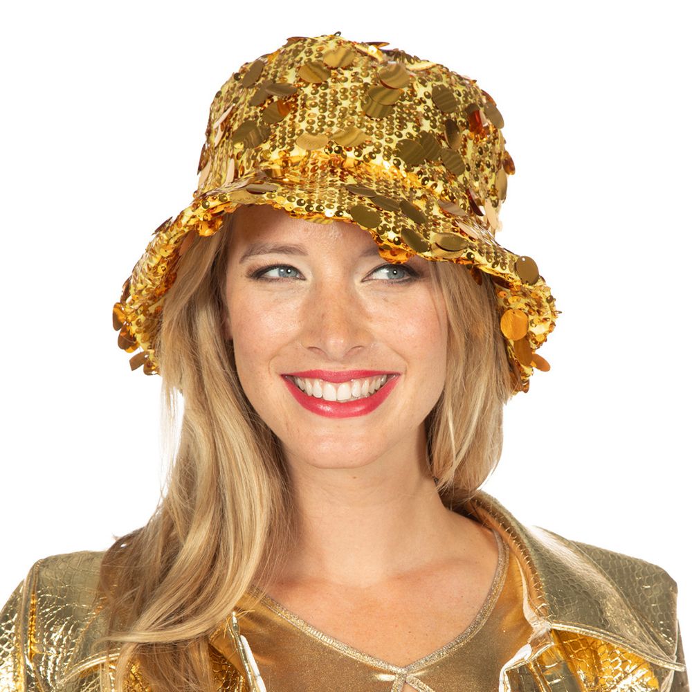 Bucket Hat Pailletter Guld