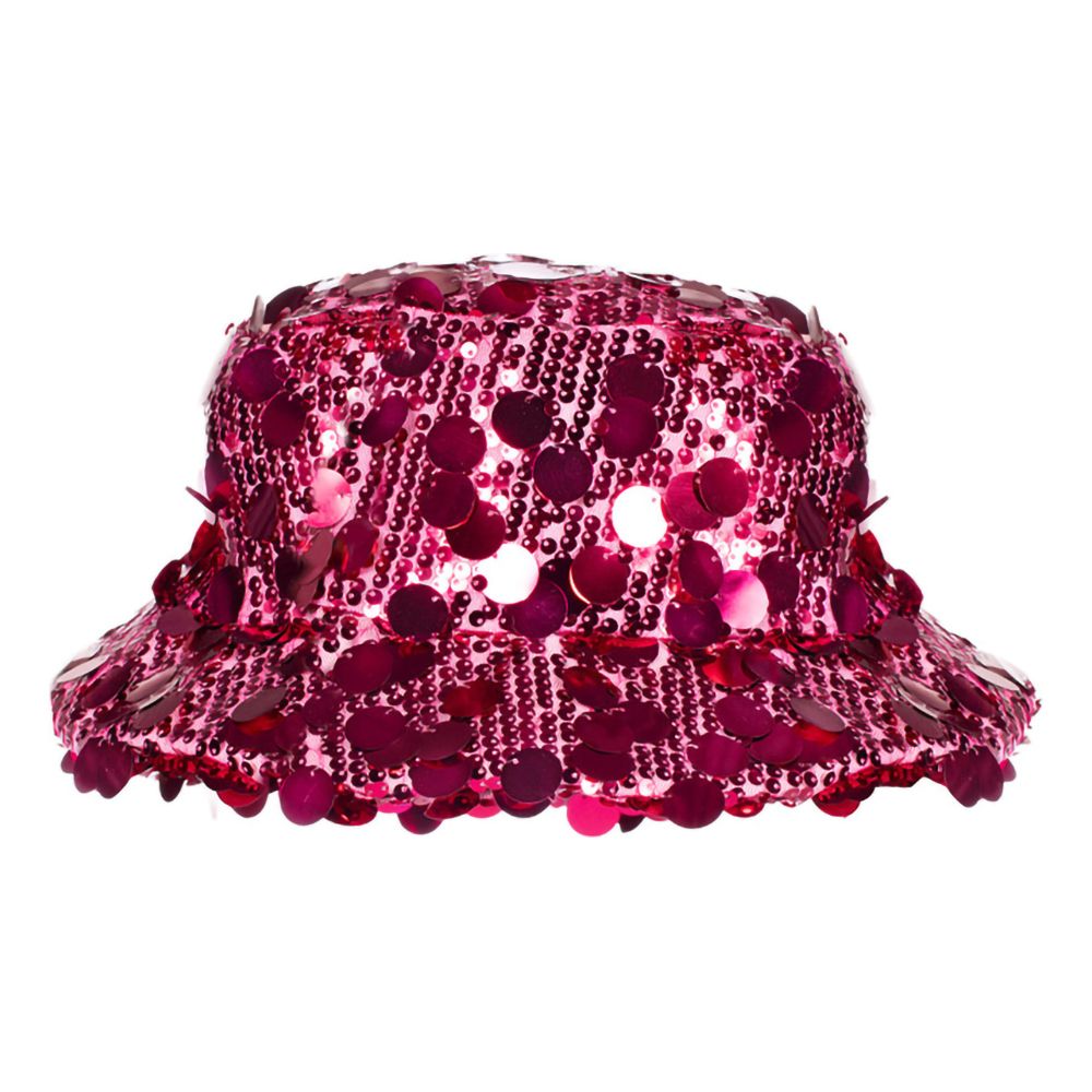 Bucket Hat Pallietter Neonlyserød