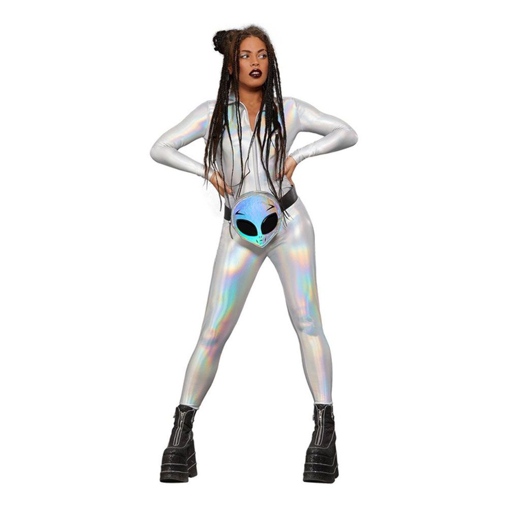 Catsuit Sølv Holograpic Kostume