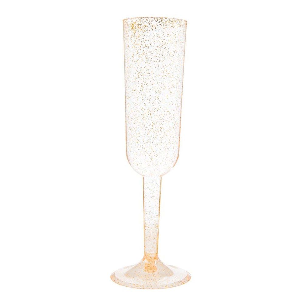 Champagneglas i Plast Guld Glitter