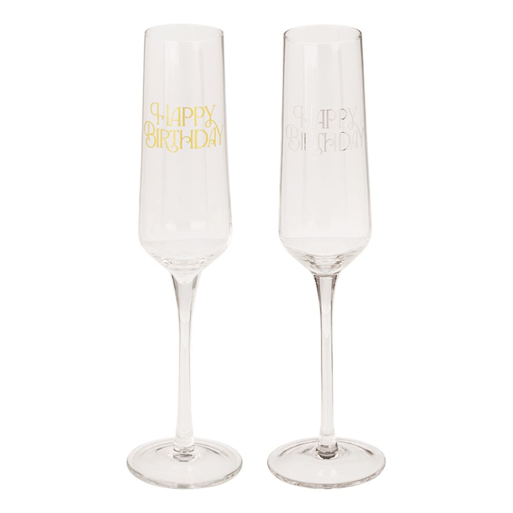 Champagneglas Sæt Happy Birthday