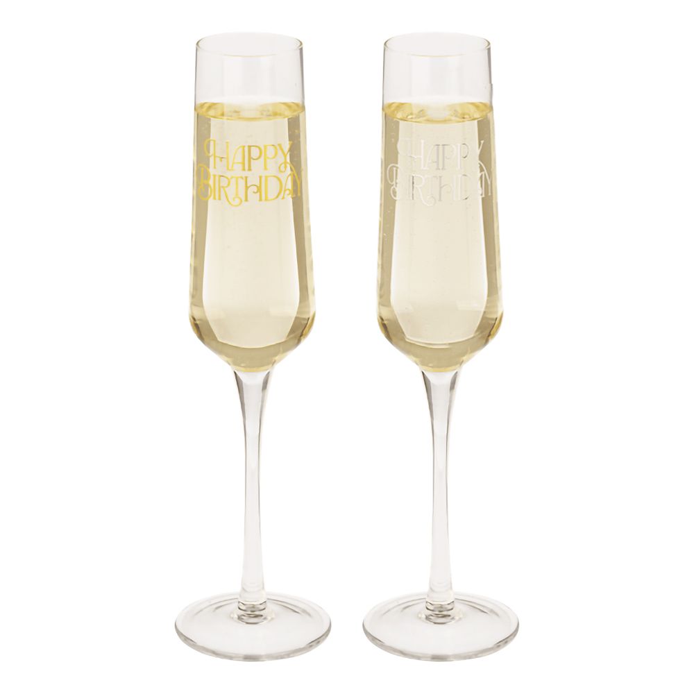 Champagneglas Sæt Happy Birthday