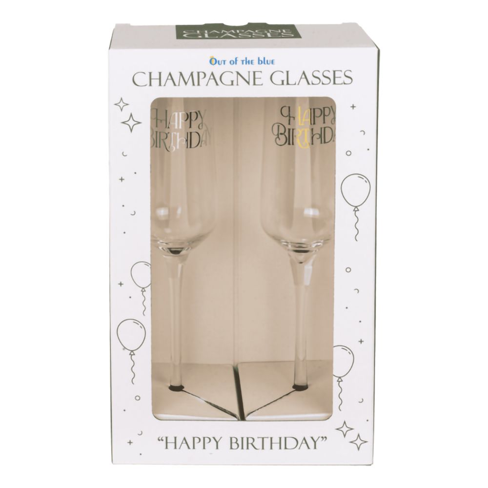 Champagneglas Sæt Happy Birthday