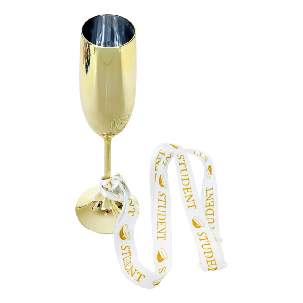 Champagneglas Student Guld med Band