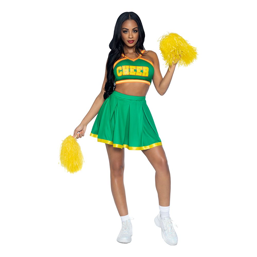 Cheerleader Grønt Kostume Deluxe