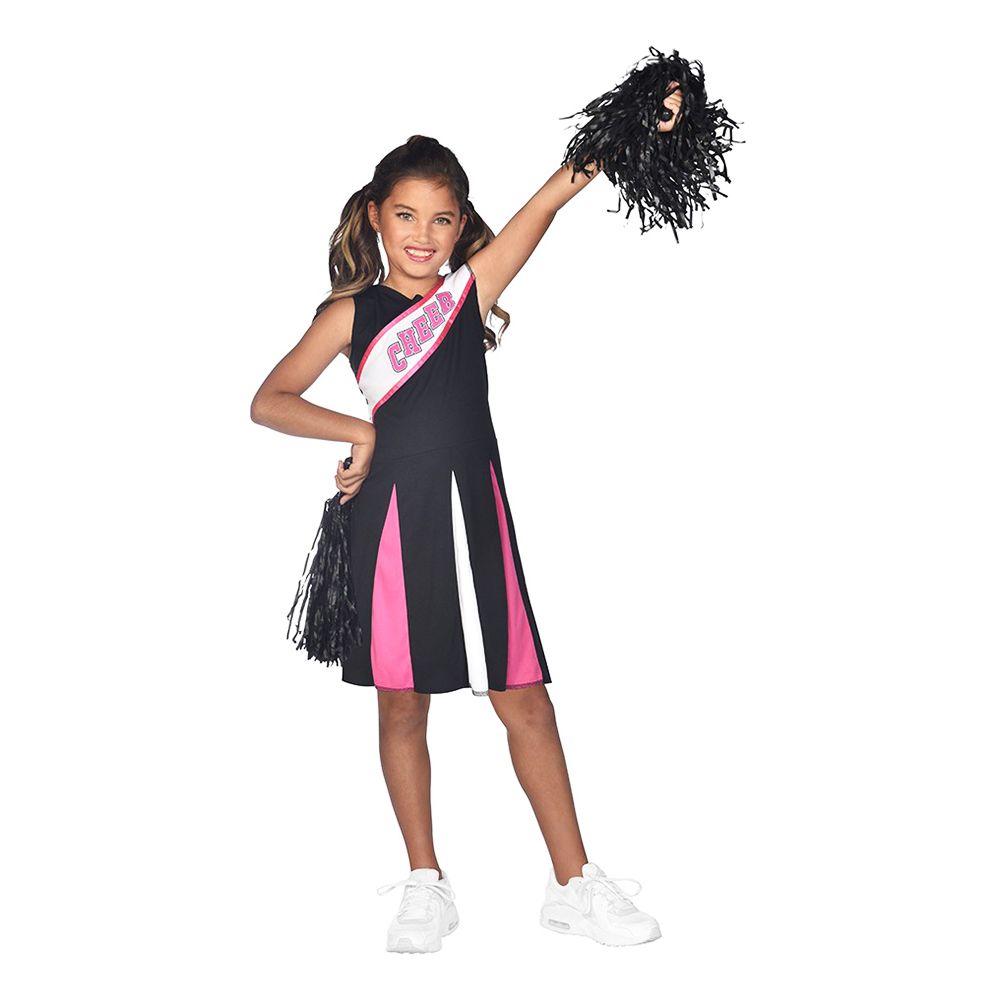 Cheerleader Svart/rosa Barn Kostyme