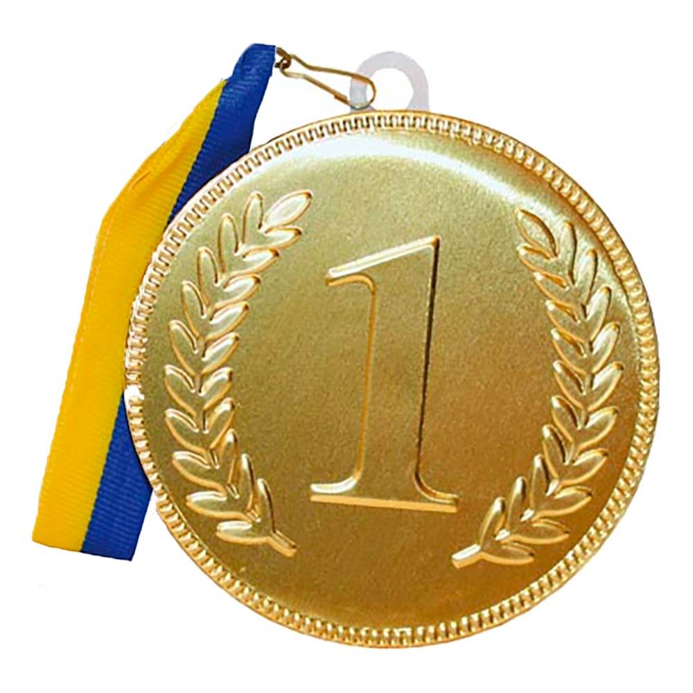 Chokladmedalj med Blå/Gult Band