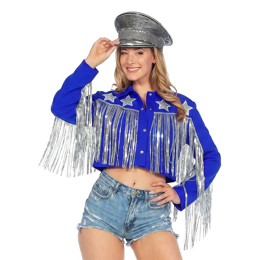 Cowboy-Jacka Fransikoristeilla Sininen Naisille