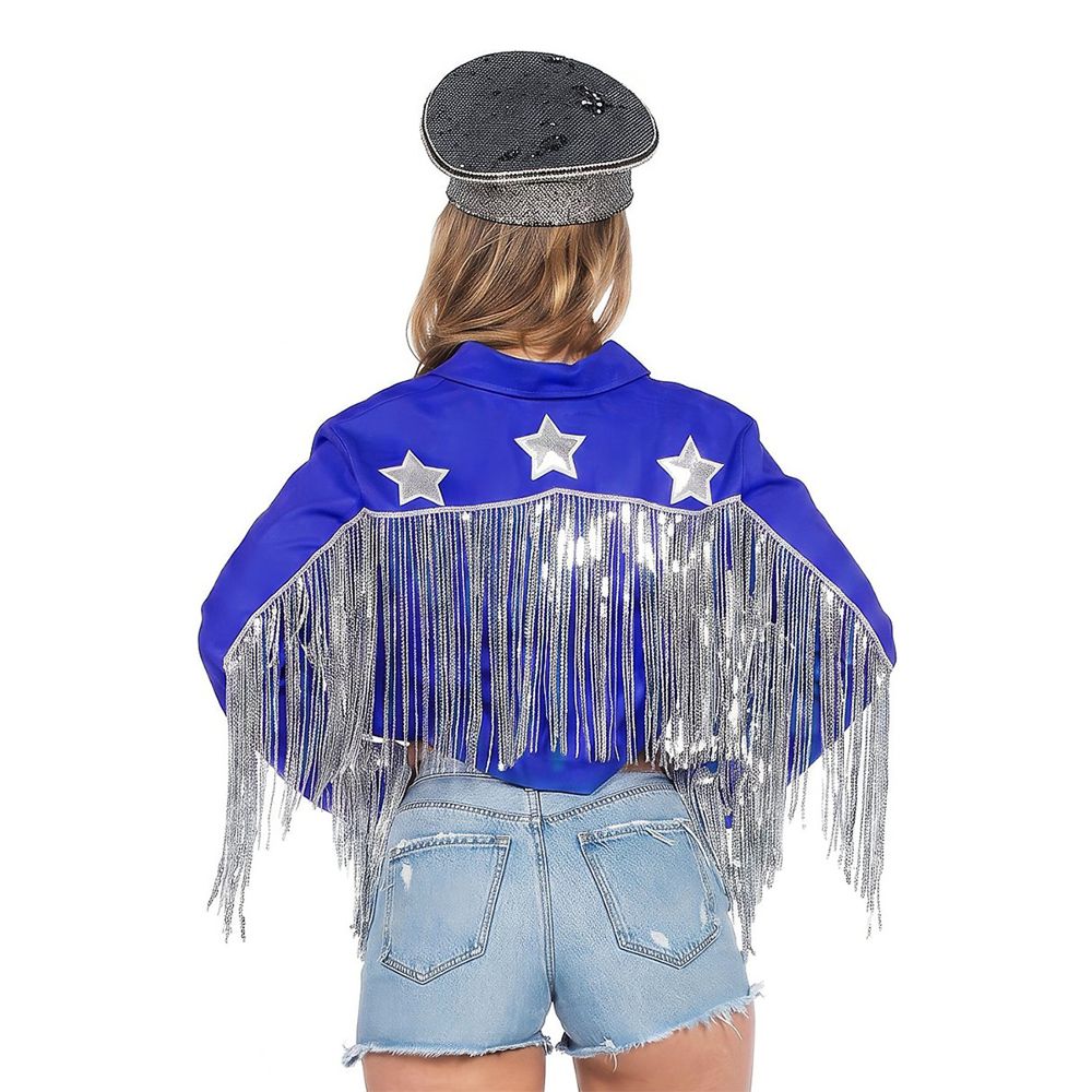 Cowboy-Jacka Fransikoristeilla Sininen Naisille