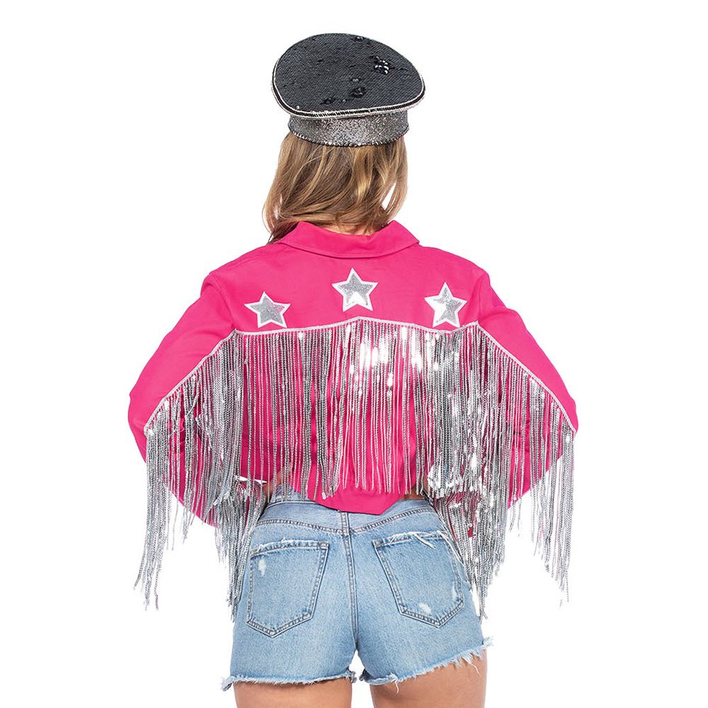 Cowboytakki Metallifranseilla Vaaleanpunainen Naisille