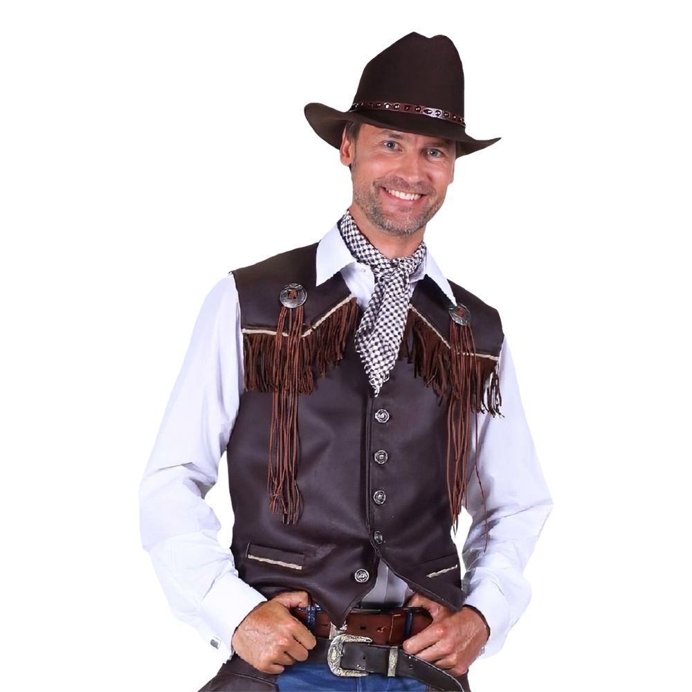 Cowboy Vest Herre Brun Deluxe