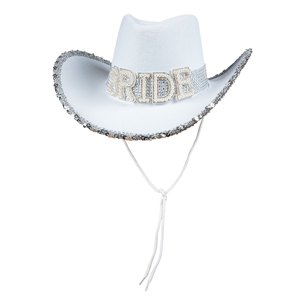 Cowboyhatt Bride Vit med Strass