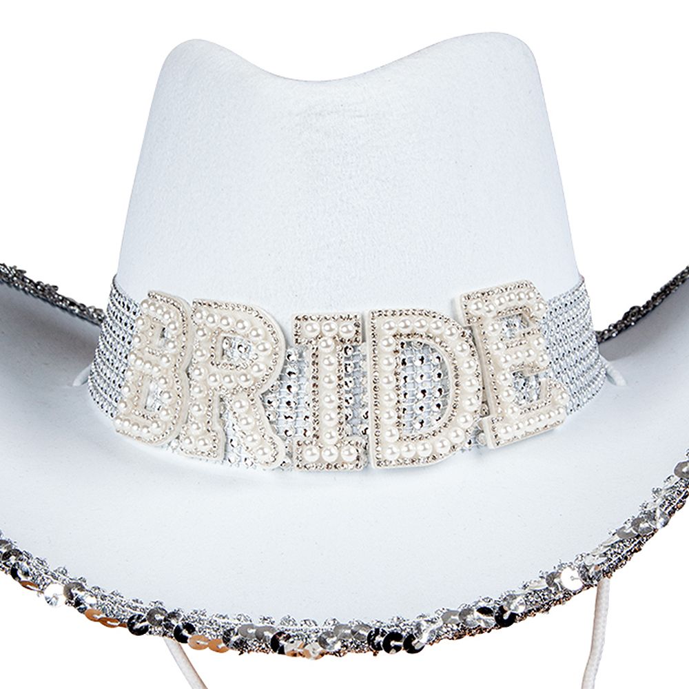 Cowboyhatt Bride Vit med Strass