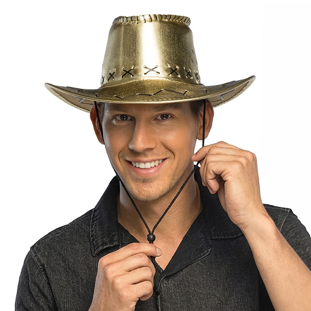 Cowboyhatt Guld med Sömmar