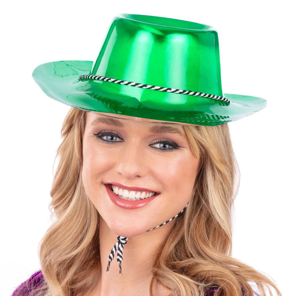Cowboyhat i plast grøn Metallic