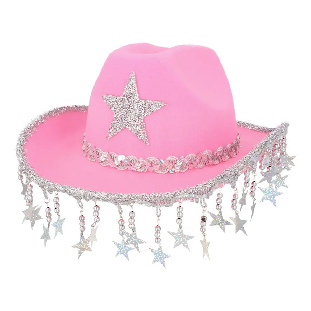 Cowboyhatt med Glitterstjerner Rosa