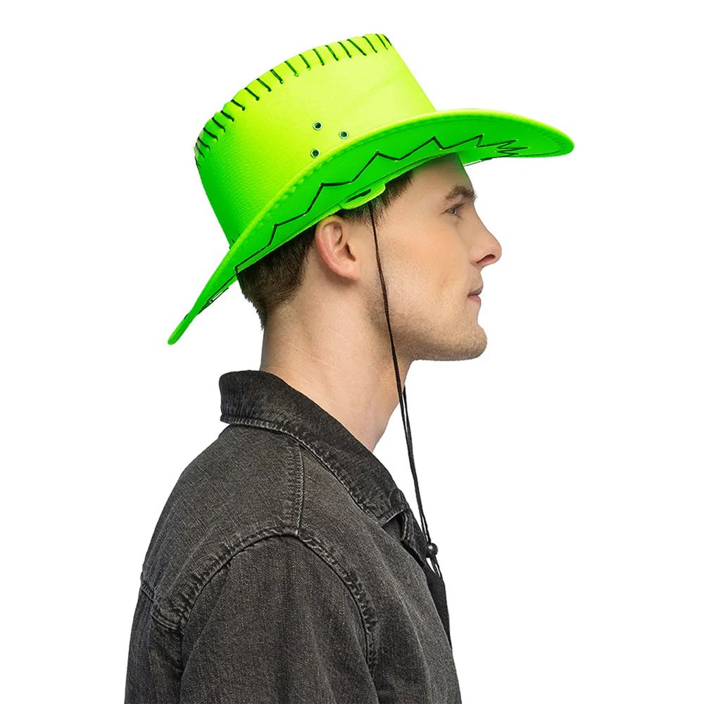 Cowboyhatt med Sömmar Neongrön