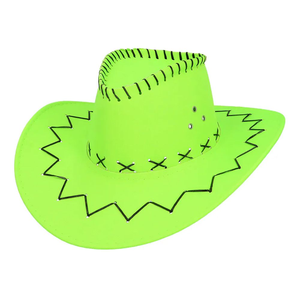 Cowboyhatt med Sömmar Neongrön