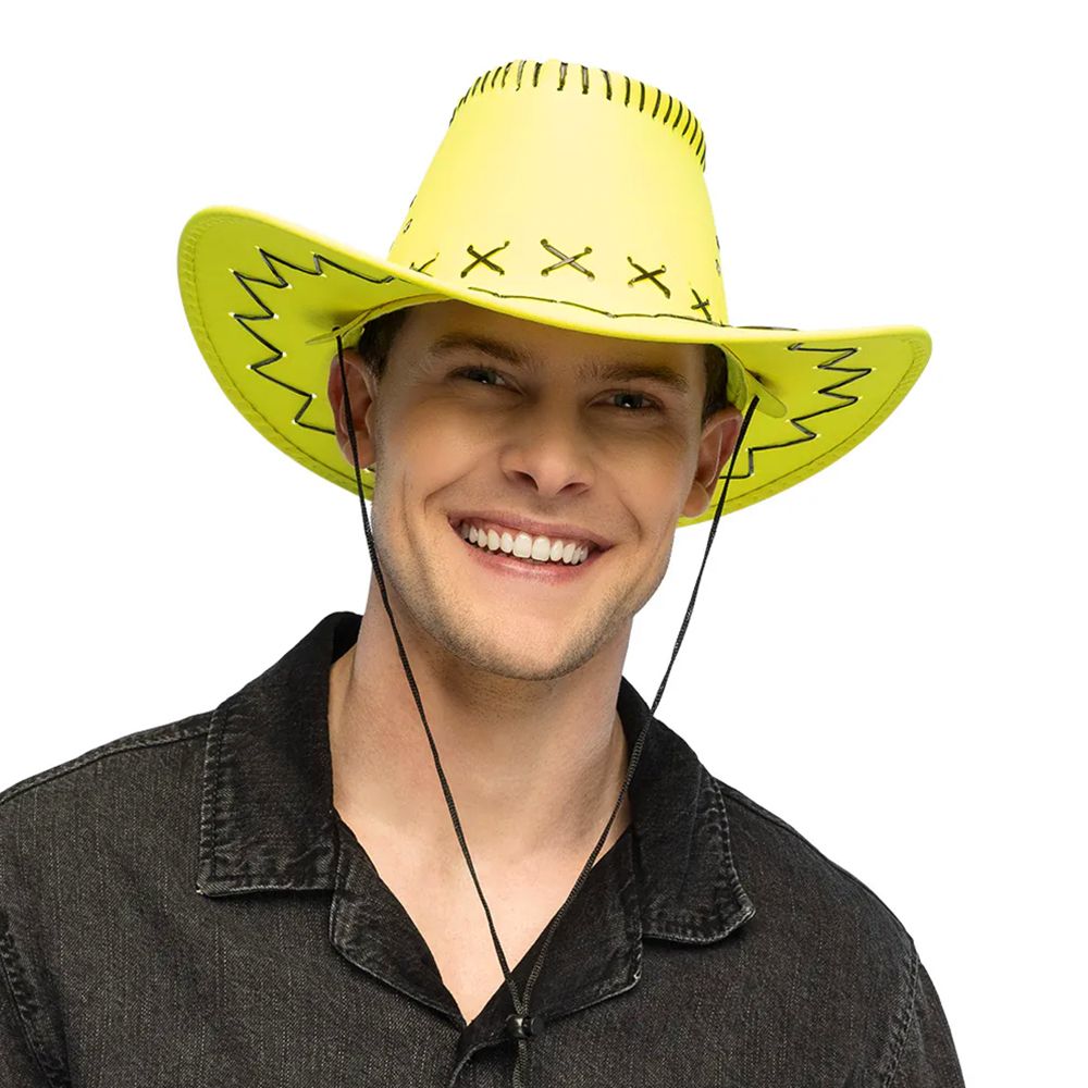 Cowboyhatt med Sömmar Neongul