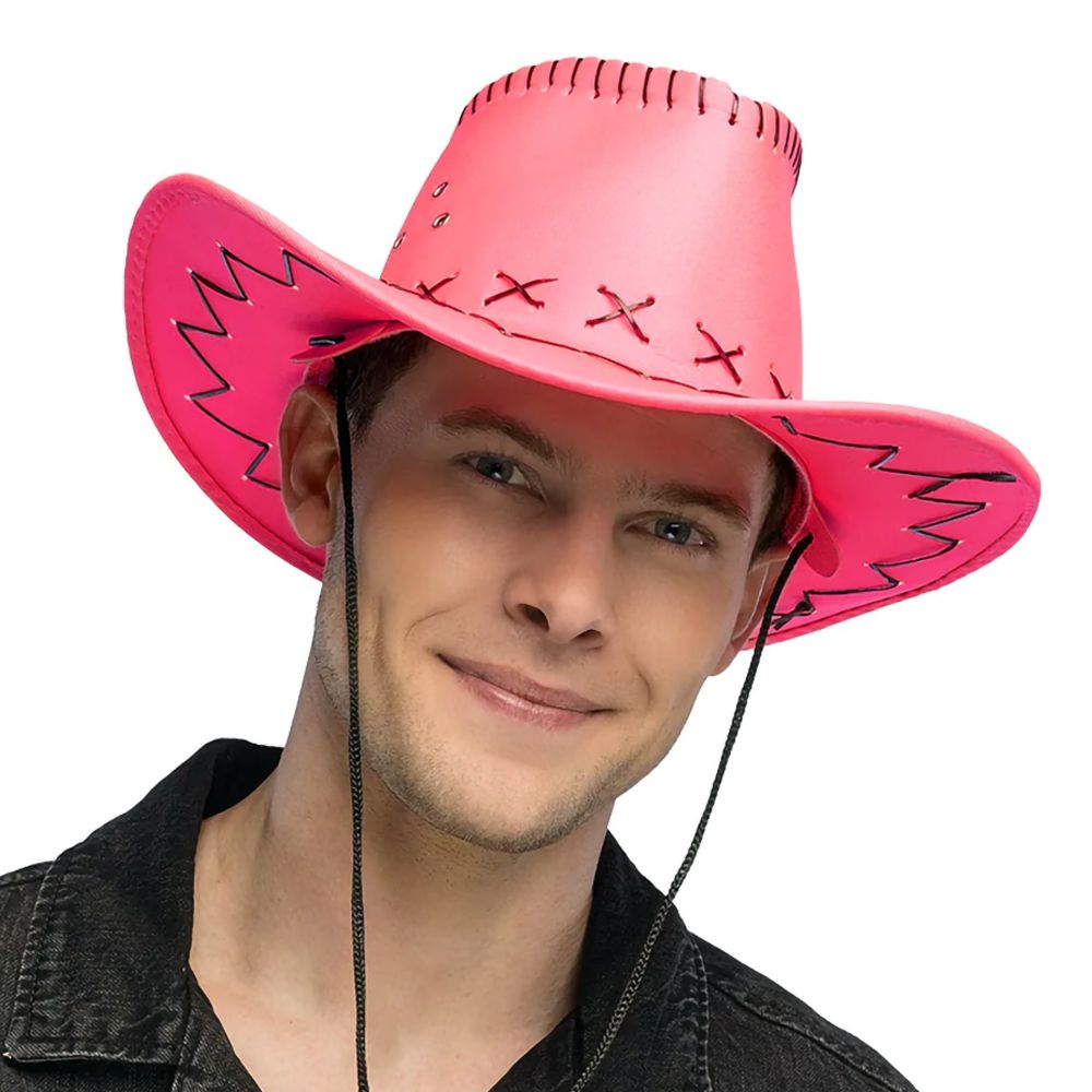 Cowboyhatt med Sömmar Neonrosa