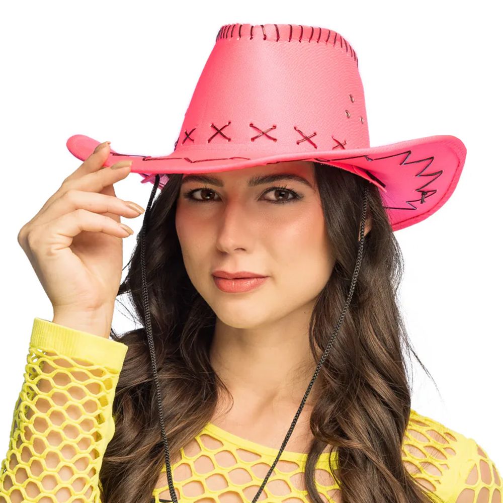 Cowboyhatt med Sömmar Neonrosa
